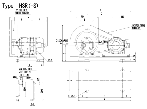 Outline drawing (HSR type V belt drive)　